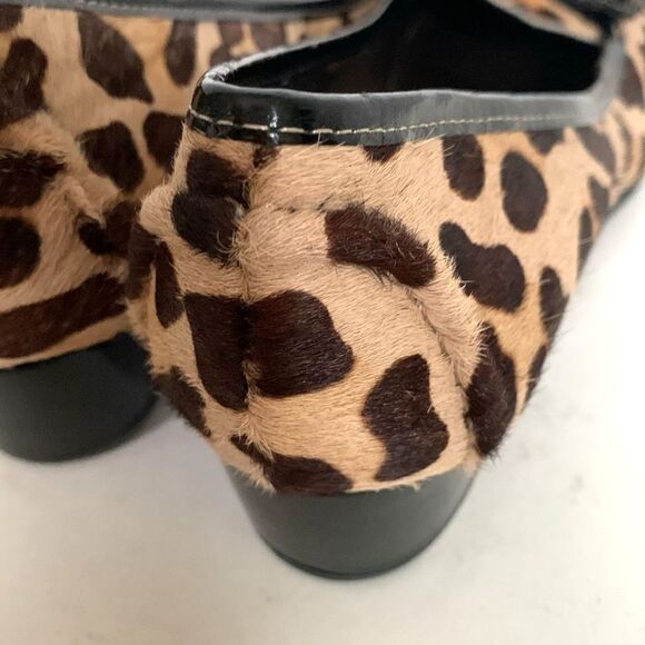 Bandolino Tan Black Leopard Print Hair Calf Wedge Heel Slip On Loafers Size 6.5 - Picture 6 of 11